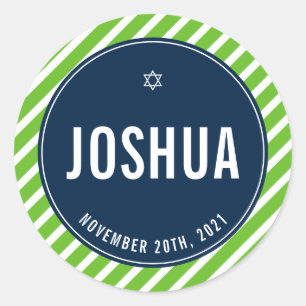 BAR MITZVAH eenvoudige moderne stripe nfl groene m Ronde Sticker