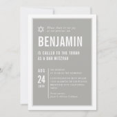 BAR MITZVAH eenvoudige moderne typografie grijs wi Kaart (Voorkant)