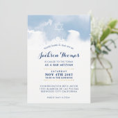 BAR MITZVAH élégant bleu pâle invitation (Debout devant)