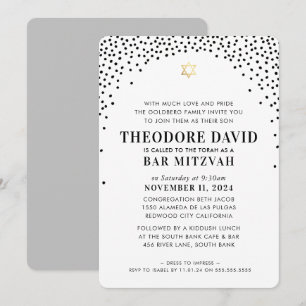 BAR MITZVAH elegant, modern, zwart goud  Kaart