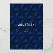 Bar Mitzvah Elegant Navy VRAI OR Foil Invitation (Verso)