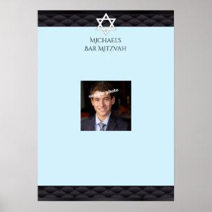Bar Mitzvah, Elegant Zwart, Foto, Inschrijfbord Poster