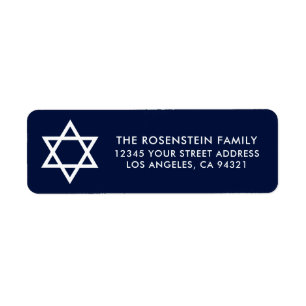 Bar Mitzvah en Bat Mitzvah Blue Address Etiket