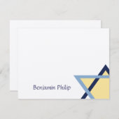 Bar Mitzvah en étoile bleu et jaune Merci (Devant / Derrière)