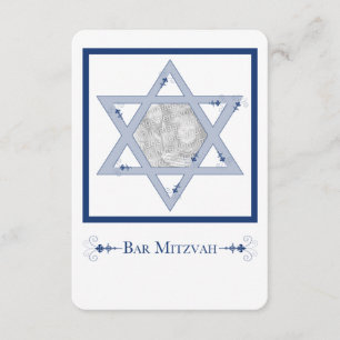 bar mitzvah (étoile de david elegance carte photo)