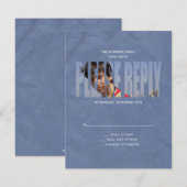 Bar Mitzvah Foto RSVP Reply Card in Blue (Voorkant / Achterkant)