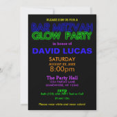 Bar Mitzvah GLOW PARTY Invitation d'anniversaire (Dos)