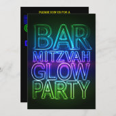 Bar Mitzvah GLOW PARTY Invitation d'anniversaire (Devant / Derrière)