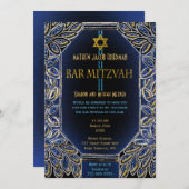 Bar Mitzvah Gold en Blue Kaart (Voorkant / Achterkant)