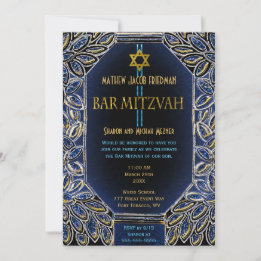 Bar Mitzvah Gold en Blue Kaart