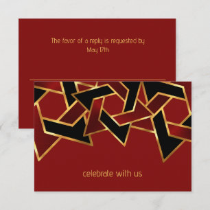 Bar Mitzvah Gold Red Star van David RSVP Kaartje