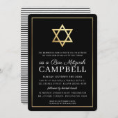 BAR MITZVAH gouden ster eenvoudig modern zwart wit Kaart (Voorkant / Achterkant)