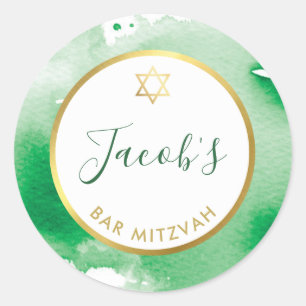 BAR MITZVAH gouden ster smart kelly groene waterve Ronde Sticker