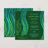 Bar Mitzvah Green Prayer Shawl Invitation (Devant / Derrière)