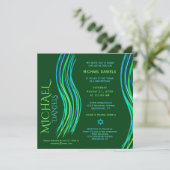 Bar Mitzvah Green Prayer Shawl Invitation (Debout devant)