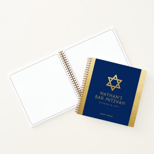 Bar Mitzvah Guest Signature Livre Bleu et Or (Intérieur)