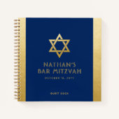 Bar Mitzvah Guest Signature Livre Bleu et Or (Devant)