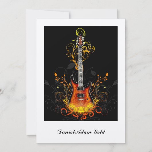 Bar Mitzvah Guitar Invitation Kaart (Achterkant)
