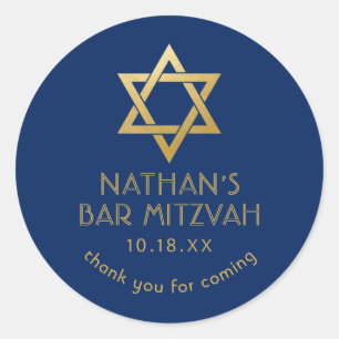 Bar Mitzvah Hartelijk dank voor uw marineblauw-gou Ronde Sticker