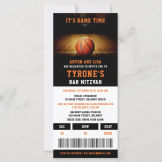 Bar Mitzvah Invitaties | Basketball Ticket