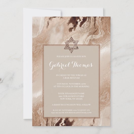 Bar Mitzvah Invitaties | Stijlvol goud Kaart (Voorkant)