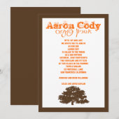 Bar Mitzvah Invitation Aaron Tree of Life Oranje Kaart (Voorkant / Achterkant)