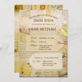 Bar Mitzvah Invitation avec thème voyage (Devant / Derrière)