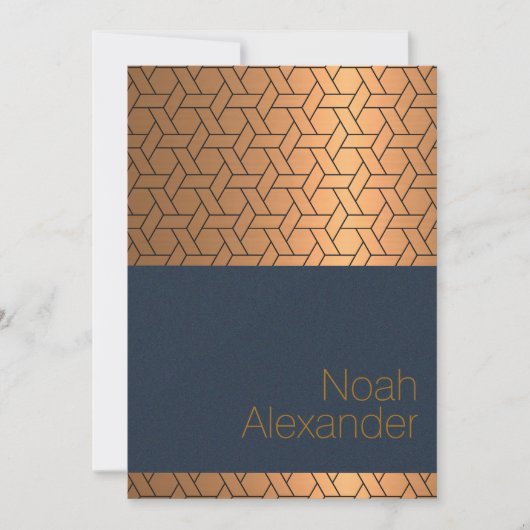 Bar Mitzvah Invitation Blue Gold Magen David (Devant)