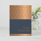 Bar Mitzvah Invitation Blue Gold Magen David (Debout devant)