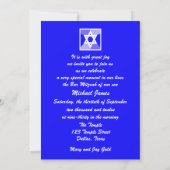 Bar Mitzvah Invitation Étoile bleue de David Invit (Dos)