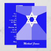 Bar Mitzvah Invitation Étoile bleue de David Invit (Devant / Derrière)