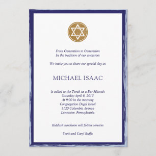 Bar Mitzvah Invitation étoile bleue et or