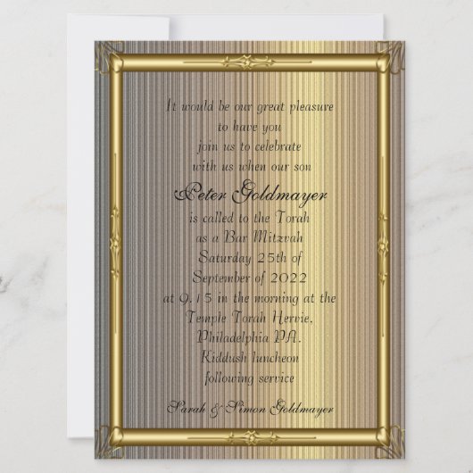 Bar Mitzvah Invitation Gold (Devant)