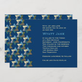 Bar Mitzvah Invitation Jewish Stars Blue (Devant / Derrière)