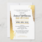 BAR MITZVAH INVITATION moderne luxe doré frontière (Devant)