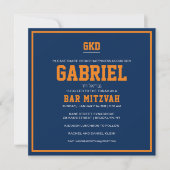 Bar Mitzvah invitation Orange & Blue Sports (Devant)