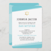 BAR MITZVAH INVITATION simple moderne turquoise bl (Devant / Derrière)