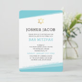 BAR MITZVAH INVITATION simple moderne turquoise bl (Debout devant)