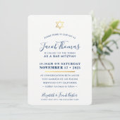 BAR MITZVAH INVITATION simple or moderne marine bl (Debout devant)