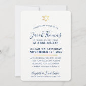 BAR MITZVAH INVITATION simple or moderne marine bl (Devant)