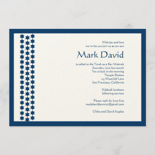 Bar Mitzvah Invitation Star David TEXTURED Tan Kaart