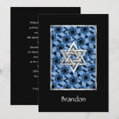 Bar Mitzvah Invitation Star of David Blue Kaart (Voorkant / Achterkant)