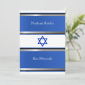 Bar Mitzvah Invitation, ster van David Blue Silver Kaart (Staand voorkant)