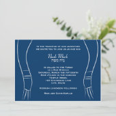 Bar Mitzvah Invitation Tallit Hebrew Blue Kaart (Staand voorkant)
