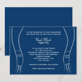Bar Mitzvah Invitation Tallit Hebrew Blue Kaart (Voorkant / Achterkant)