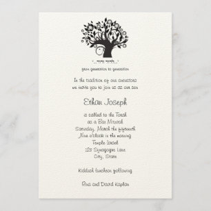 Bar Mitzvah Invitation Tree of Life Hebrew Wedding Kaart