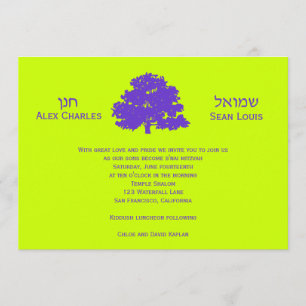 Bar Mitzvah Invitation Twins Tree of Life Kaart