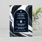 Bar Mitzvah Invitation Véritable huile Agate Or Bl (Debout devant)