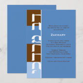 Bar Mitzvah Invitation Zachary Blue Browns Kaart (Voorkant / Achterkant)
