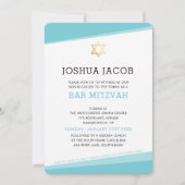 BAR MITZVAH INVITE eenvoudige moderne turquoise bl Kaart (Voorkant)